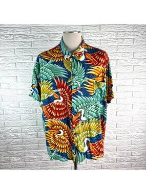 Vintage BayouWear Mens Art 4 Now New Orleans JazzFest HowAhYa Hawaiian Shirt 2XL
